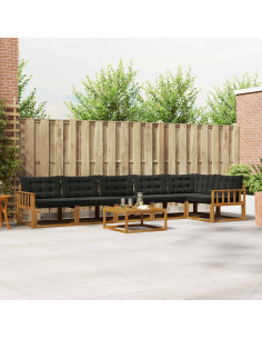 Set di divani da esterno con cuscino 7 pcs Naturale e Nero