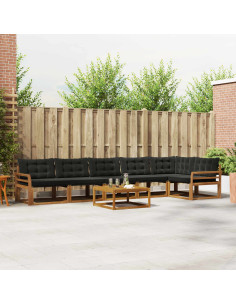 Set di divani da esterno con cuscino 7 pcs Naturale e Nero