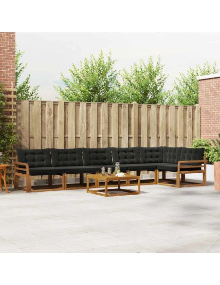 Set di divani da esterno con cuscino 7 pcs Naturale e Nero