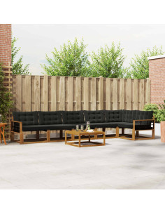 Set di divani da esterno con cuscino 7 pcs Naturale e Nero