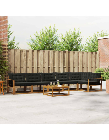 Set di divani da esterno con cuscino 7 pcs Naturale e Nero
