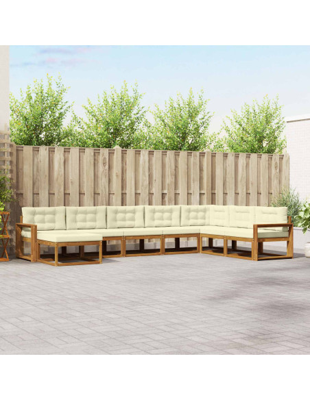 Set di divani da esterno con cuscino 8 pcs Naturale e Crema