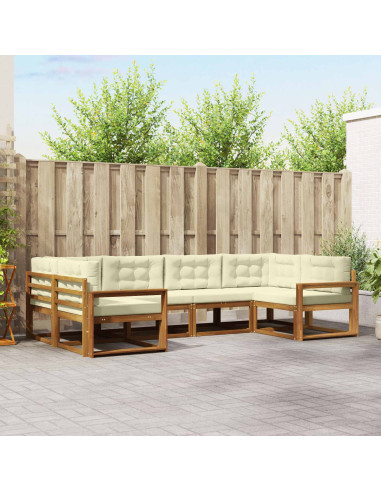 Set di divani da esterno con cuscino 6 pcs Naturale e Crema