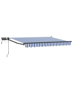 Tenda retrattile manuale con LED Blu e Bianco 2,5 x 2 m