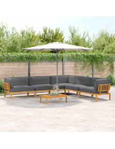 Set di divani 6 pcs Antracite Legno di Acacia Massello