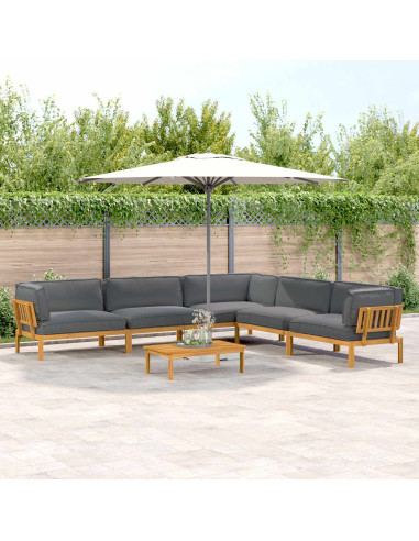 Set di divani 6 pcs Antracite Legno di Acacia Massello