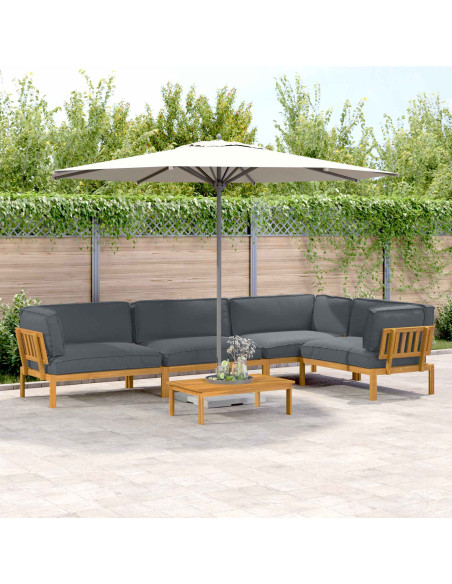 Set di divani 5 pcs Antracite Legno di Acacia Massello
