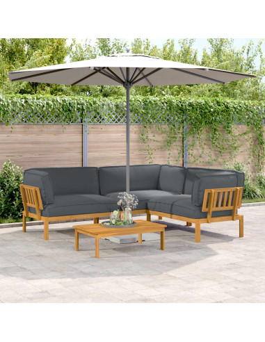 Set di divani 4 pcs Antracite Legno di Acacia Massello