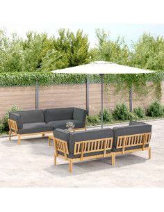 Set di divani 5 pcs Antracite Legno di Acacia Massello