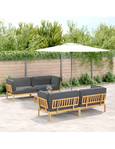 Set di divani 5 pcs Antracite Legno di Acacia Massello