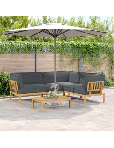 Set di divani 4 pcs Antracite Legno di Acacia Massello