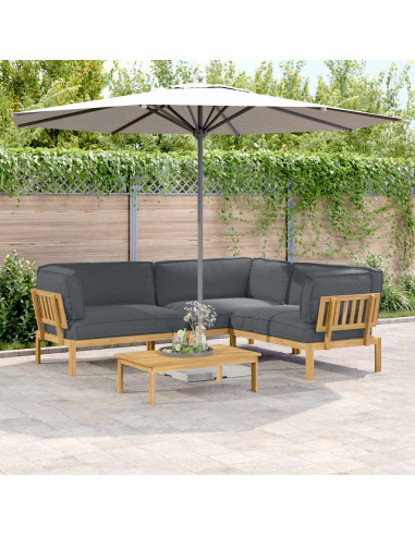 Set di divani 4 pcs Antracite Legno di Acacia Massello