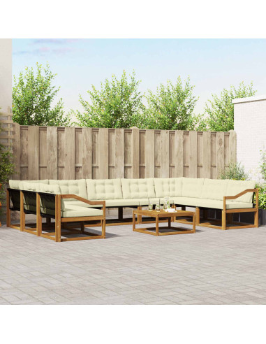 Set di divani da esterno con cuscino 10 pcs Naturale e Crema