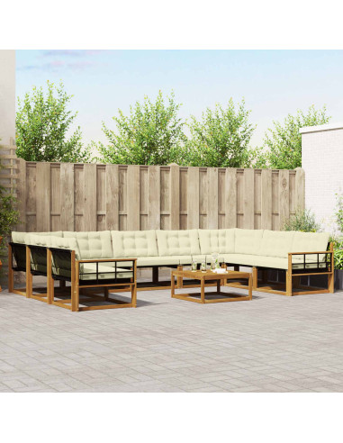 Set di divani da esterno con cuscino 10 pcs Naturale e Crema