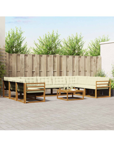 Set di divani da esterno con cuscino 10 pcs Naturale e Crema