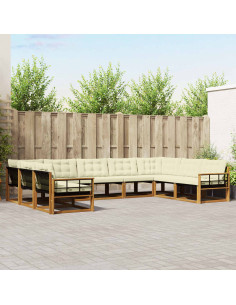 Set di divani da esterno con cuscino 9 pcs Naturale e Crema