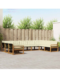 Set di divani da esterno con cuscino 9 pcs Naturale e Crema