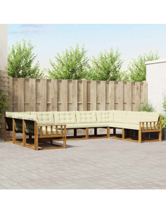 Set di divani da esterno con cuscino 9 pcs Naturale e Crema