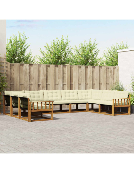 Set di divani da esterno con cuscino 9 pcs Naturale e Crema