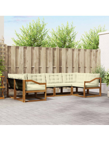 Set di divani da esterno con cuscino 6 pcs Naturale e Crema