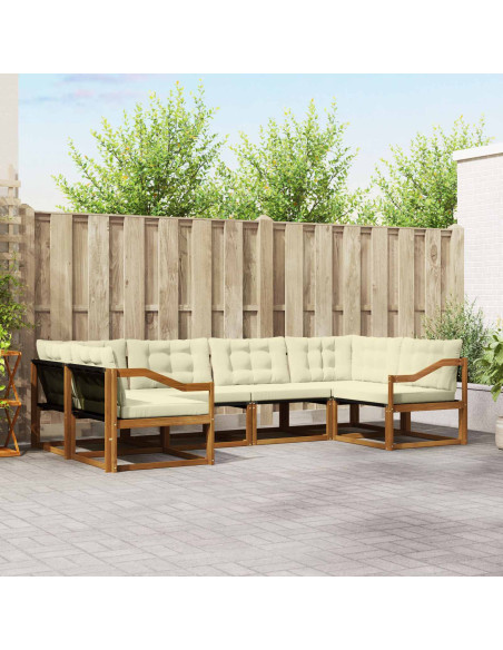 Set di divani da esterno con cuscino 6 pcs Naturale e Crema