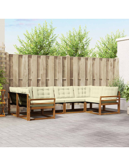 Set di divani da esterno con cuscino 6 pcs Naturale e Crema