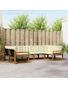 Set di divani da esterno con cuscino 6 pcs Naturale e Crema 2