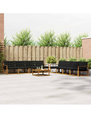 Set di divani da esterno con cuscino 9 pcs Naturale e Nero
