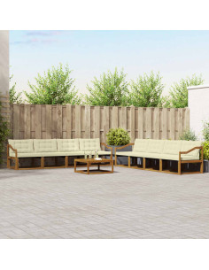 Set di divani da esterno con cuscino 9 pcs Naturale e Crema