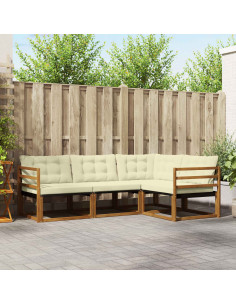 Set di divani da esterno con cuscino 4 pcs Naturale e Crema