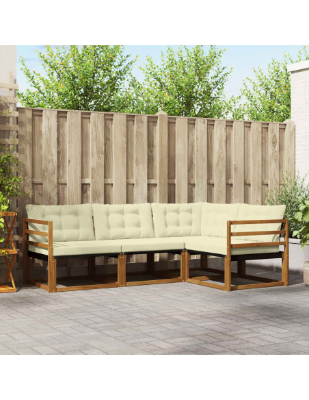 Set di divani da esterno con cuscino 4 pcs Naturale e Crema