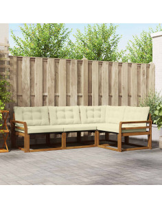 Set di divani da esterno con cuscino 4 pcs Naturale e Crema