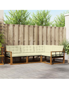 Set di divani da esterno con cuscino 4 pcs Naturale e Crema
