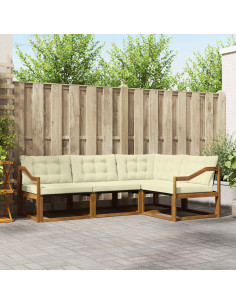 Set di divani da esterno con cuscino 4 pcs Naturale e Crema