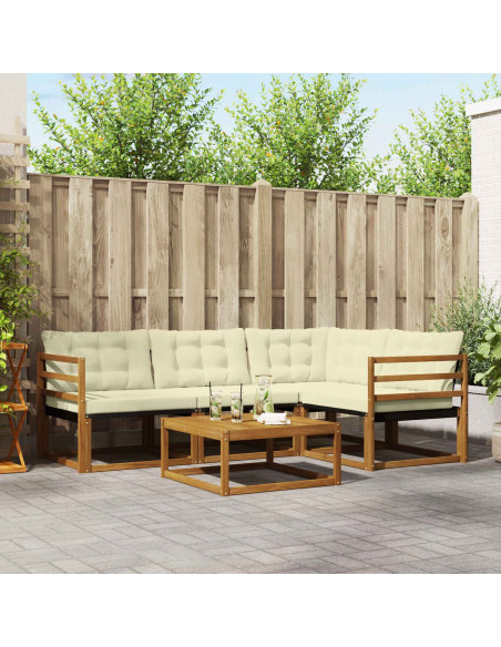 Set di divani da esterno con cuscino 5 pcs Naturale e Crema