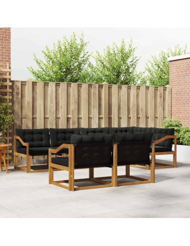 Set di divani da esterno con cuscino 7 pcs Naturale e Nero