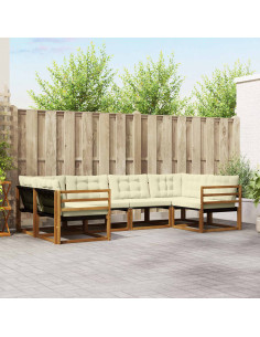 Set di divani da esterno con cuscino 6 pcs Naturale e Crema