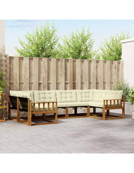 Set di divani da esterno con cuscino 6 pcs Naturale e Crema