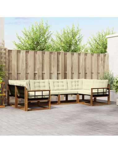 Set di divani da esterno con cuscino 6 pcs Naturale e Crema