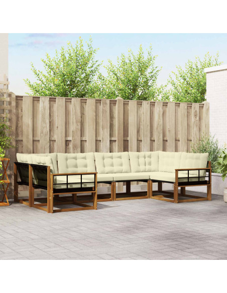 Set di divani da esterno con cuscino 6 pcs Naturale e Crema