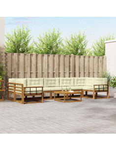 Set di divani da esterno con cuscino 8 pcs Naturale e Crema