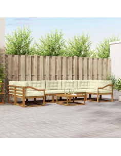 Set di divani da esterno con cuscino 8 pcs Naturale e Crema