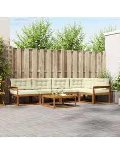 Set di divani da esterno con cuscino 6 pcs Naturale e Crema