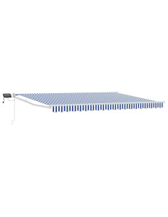 Tenda retrattile manuale con LED Blu e Bianco 4,5 × 3 m