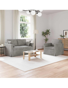 Set di divani 2 pcs Grigio chiaro 138 x 78 x 80 cm Velluto