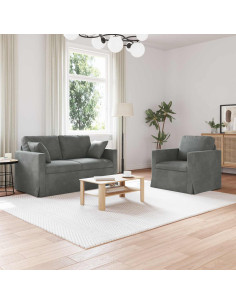 Set di divani 2 pcs Grigio scuro 138 x 78 x 80 cm Velluto