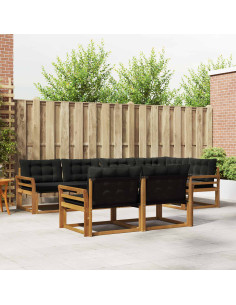 Set di divani da esterno con cuscino 7 pcs Naturale e Nero