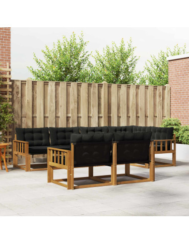 Set di divani da esterno con cuscino 7 pcs Naturale e Nero