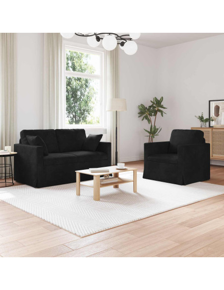 Set di divani 2 pcs Nero 138 x 78 x 80 cm Velluto