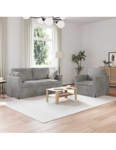 Set di divani 2 pcs Grigio chiaro 158 x 78 x 80 cm Velluto